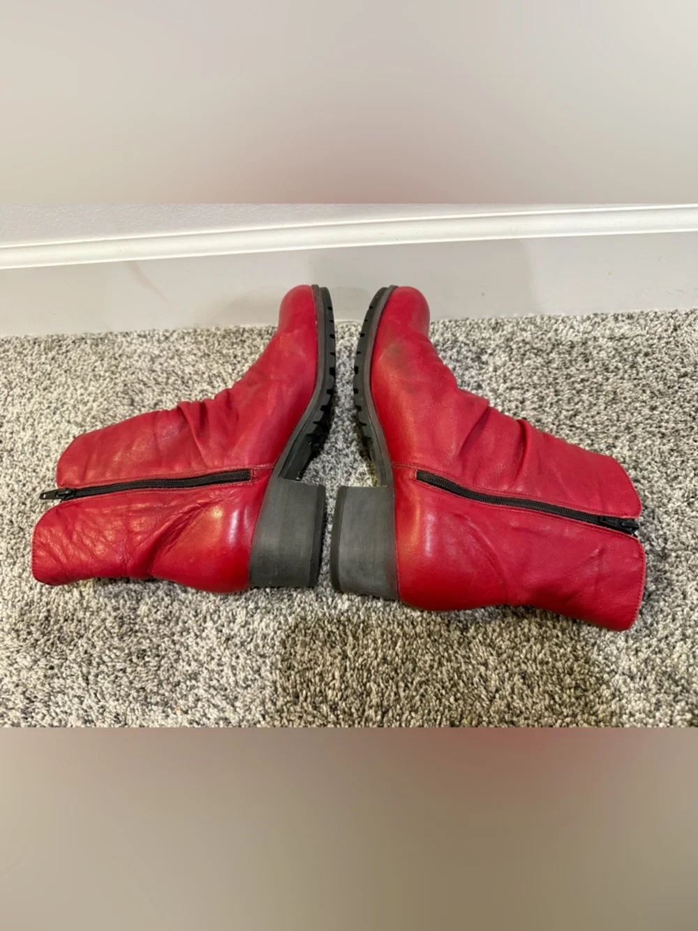 Bos&co Madrid Women's Red Leather Ankle Boots - Size 40 EU or 9 US